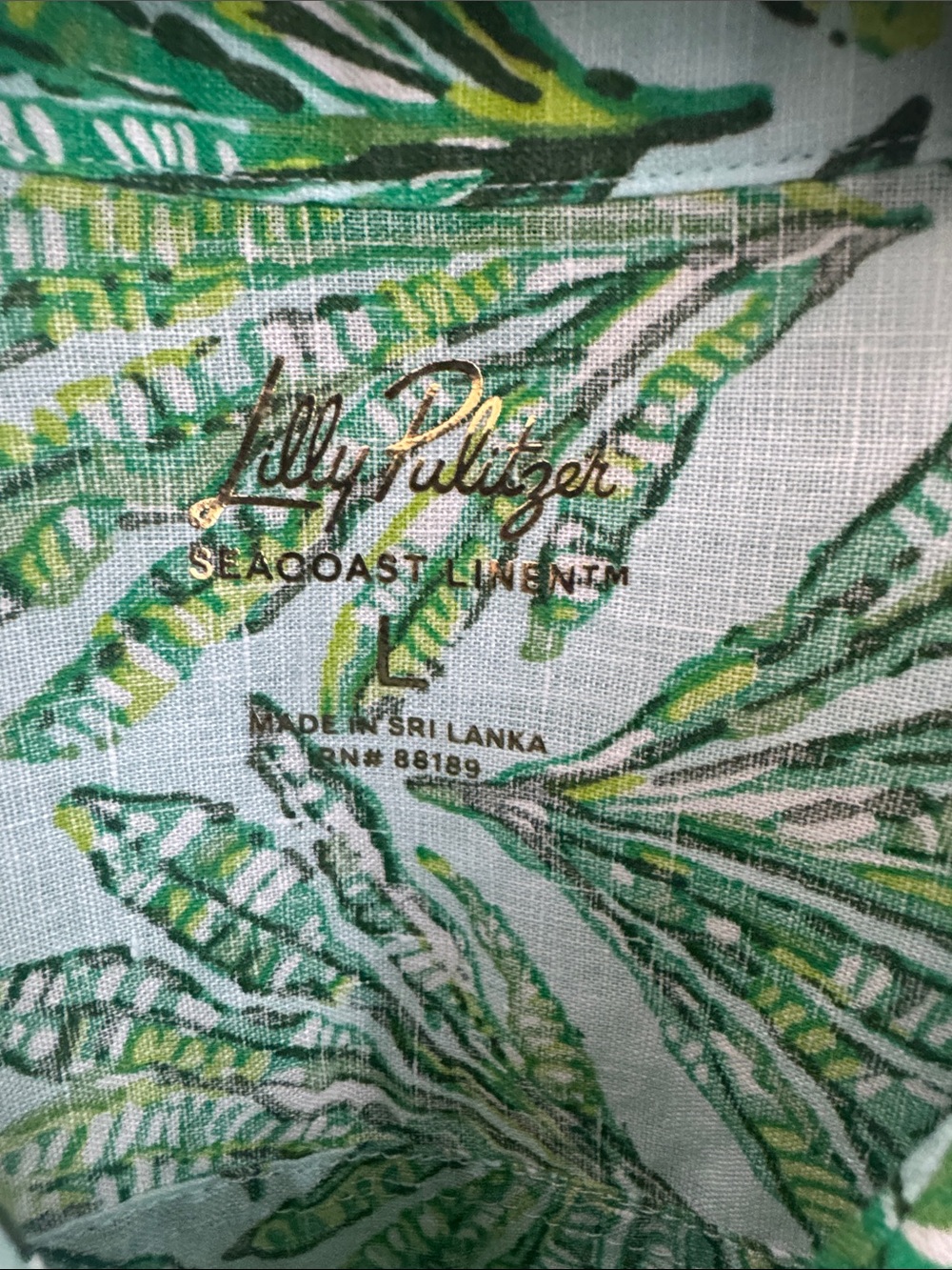 Lilly Pulitzer Seacoast Linen Leaf-Print Button-Up Shirt - Picture 4 of 5